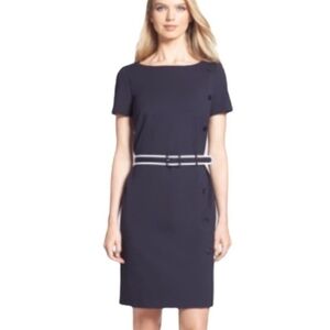 NWT Tory Burch XL Navy Blue Sonia Dress w/ White Trim Belt